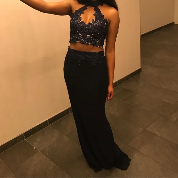 Dresses | Navy Blue 2piece Prom Dress | Poshmark